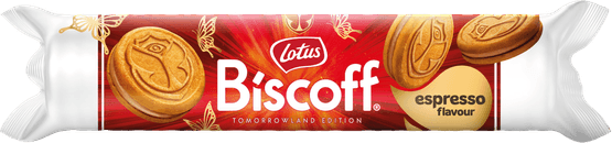 Foto van Lotus Biscoff espresso smaak op witte achtergrond