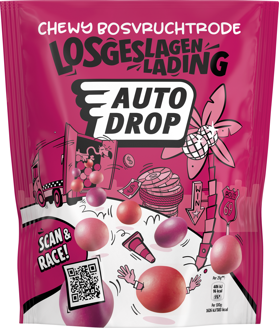 Autodrop Chewy bosvruchten losgeslagen lading