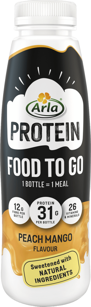 Foto van Arla Protein food to go peach mango op witte achtergrond