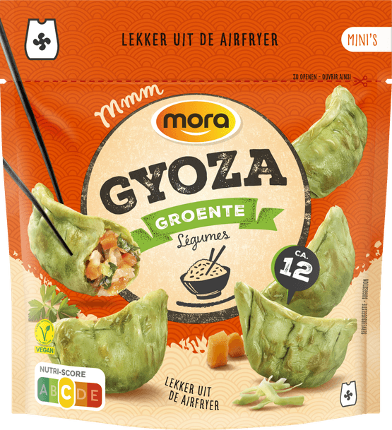 Foto van Mora Gyoza groente 12 st. op witte achtergrond