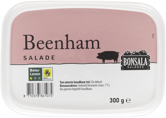 Foto van Salade beenham op witte achtergrond