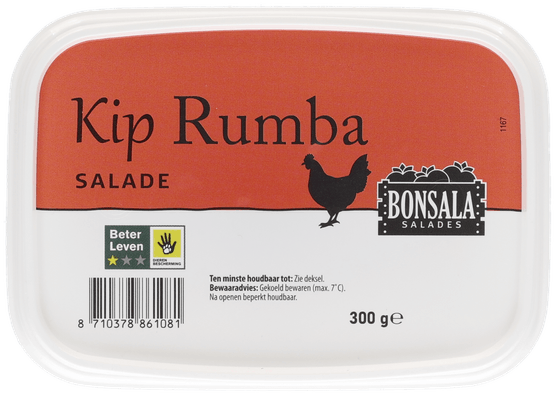 Foto van Salade kip rumba op witte achtergrond