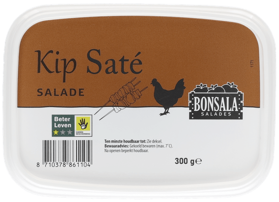 Foto van Salade kipsate op witte achtergrond