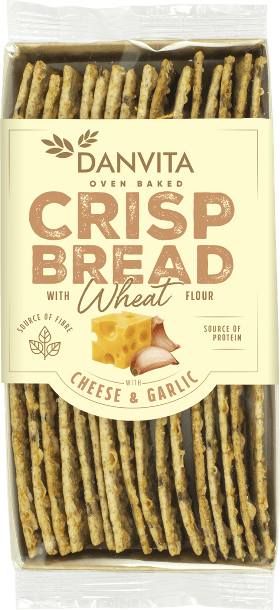 Foto van Crisp cheese & garlic op witte achtergrond
