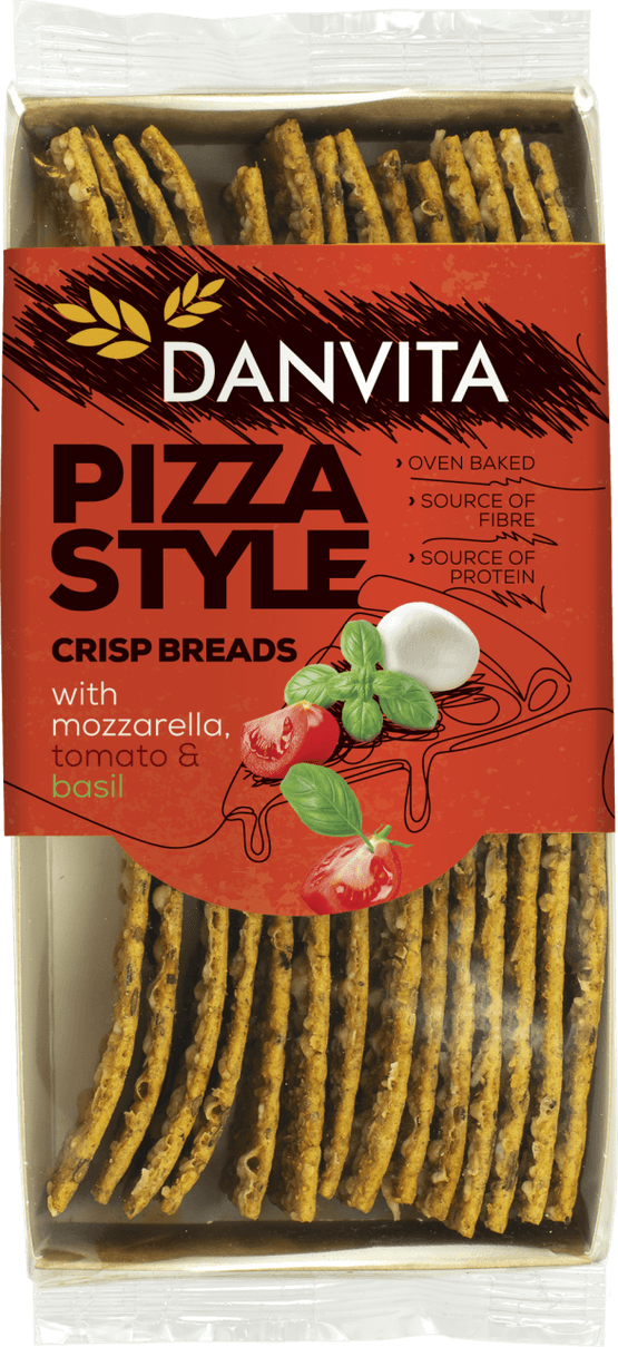 Foto van Crisp bread pizza mozzarella op witte achtergrond