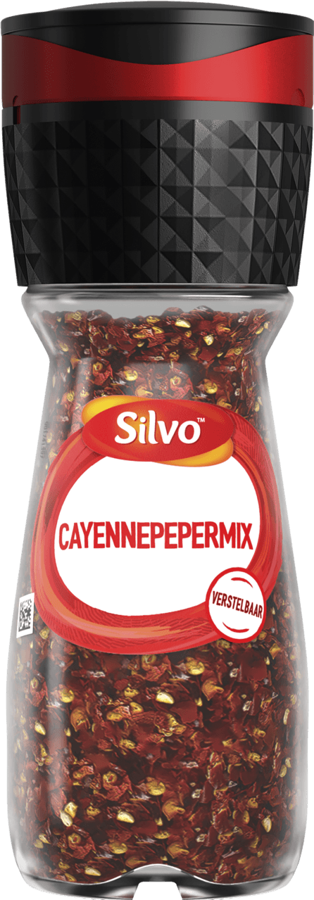 Foto van Silvo Cayenne peper mix op witte achtergrond