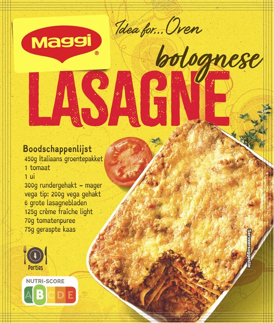 Foto van Maggi Kruidenmix lasagne op witte achtergrond