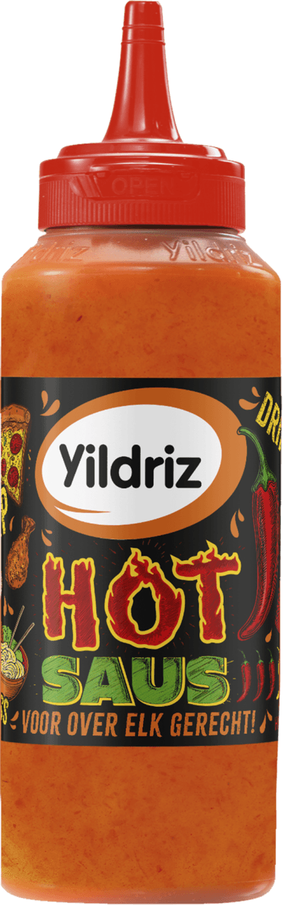 Foto van Yildriz Hot saus op witte achtergrond