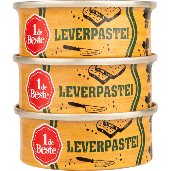 Foto van 1 de Beste Leverpastei 3-pack op witte achtergrond