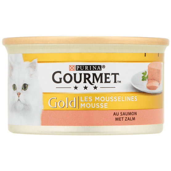 Foto van Gourmet Gold mousse met zalm op witte achtergrond