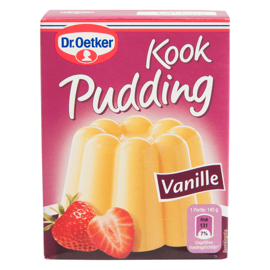 Foto van Dr. Oetker Kookpudding vanille op witte achtergrond