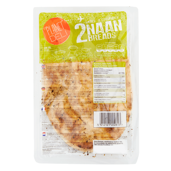 Foto van Planet Deli Naan brood knoflook-koriander op witte achtergrond