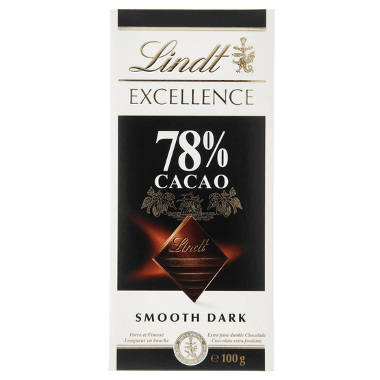 Foto van Lindt Chocoladereep excellence 78% op witte achtergrond