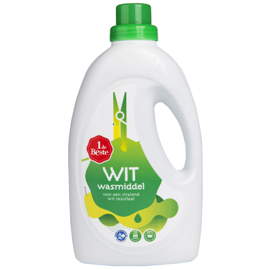 Foto van 1 de Beste Vloeibaar wasmiddel wit op witte achtergrond