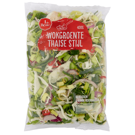 Foto van 1 de Beste Wokgroente Thaise stijl op witte achtergrond