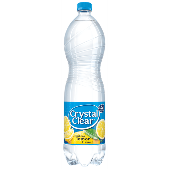 Foto van Crystal Clear Sparkling lemon op witte achtergrond