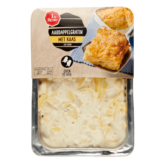 Foto van 1 de Beste Aardappelgratin met kaas op witte achtergrond