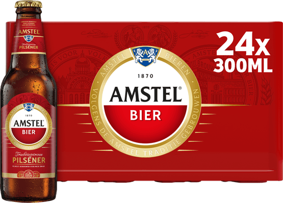 Foto van Amstel Pilsener krat op witte achtergrond