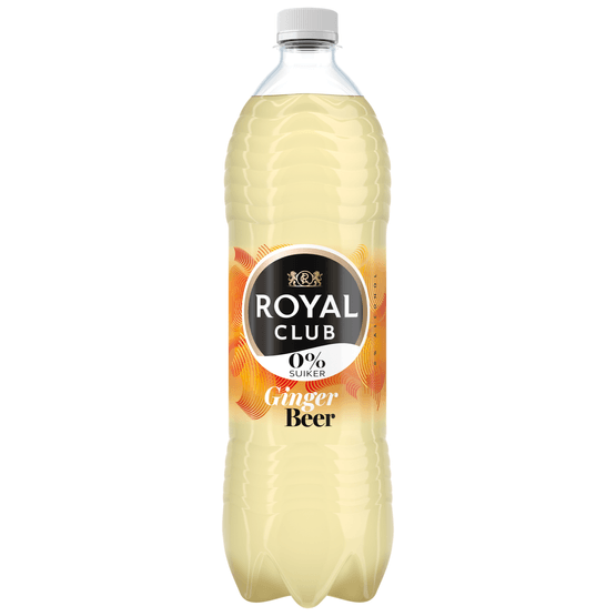 Foto van Royal Club Ginger beer 0% op witte achtergrond