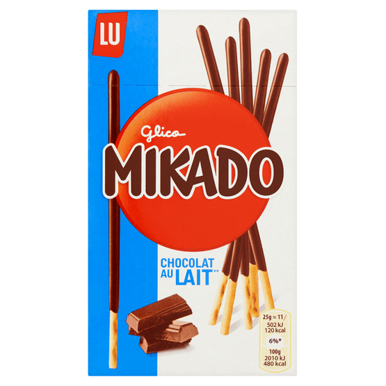 Foto van Lu Mikado melk op witte achtergrond