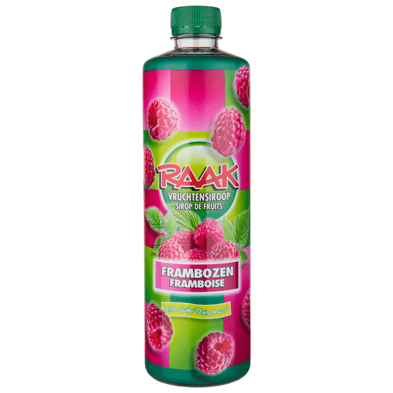 Foto van Raak Limonadesiroop framboos op witte achtergrond