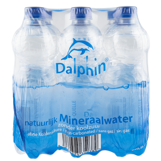 Foto van Dalphin Water koolzuurvrij blauw 9x50 cl op witte achtergrond