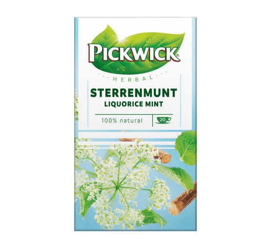 Foto van Pickwick Sterrenmunt kruiden thee op witte achtergrond