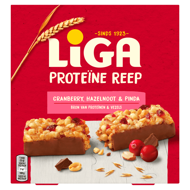 LIGA Proteinereep Cranberry Noot Hazelnoot 160g