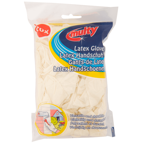 Foto van Multy Huishoudhandschoenen latex op witte achtergrond