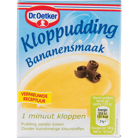 Foto van Dr. Oetker Kloppudding banaan op witte achtergrond