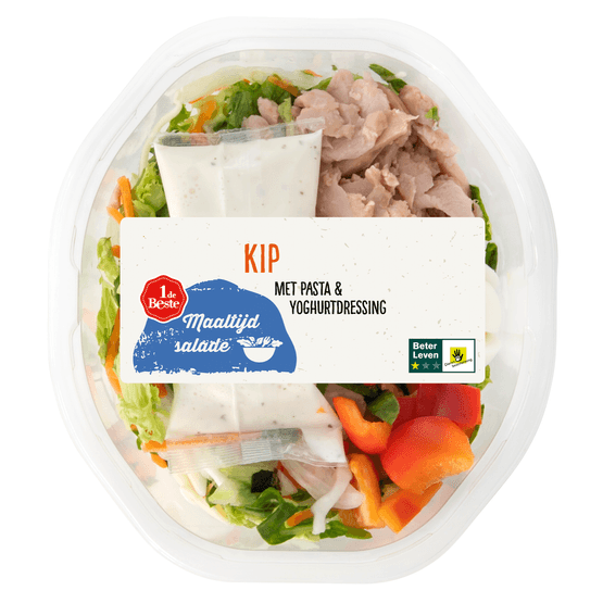 Foto van 1 de Beste Maaltijdsalade kip op witte achtergrond