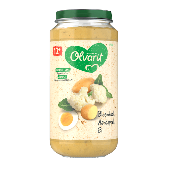 Foto van Olvarit 12+ Maanden Bloemkool Aardappel Ei op witte achtergrond