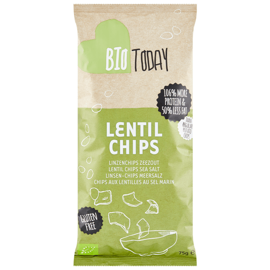 Foto van BioToday Linzensnack zeezout op witte achtergrond