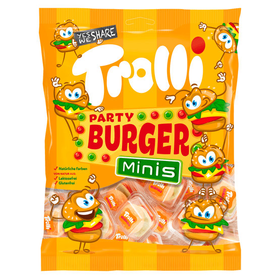 Foto van Trolli Mini burgers op witte achtergrond