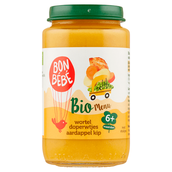 Foto van Bonbébé Biomenu m0616 wortel doperwtjes aardappel kip 6+ maanden op witte achtergrond