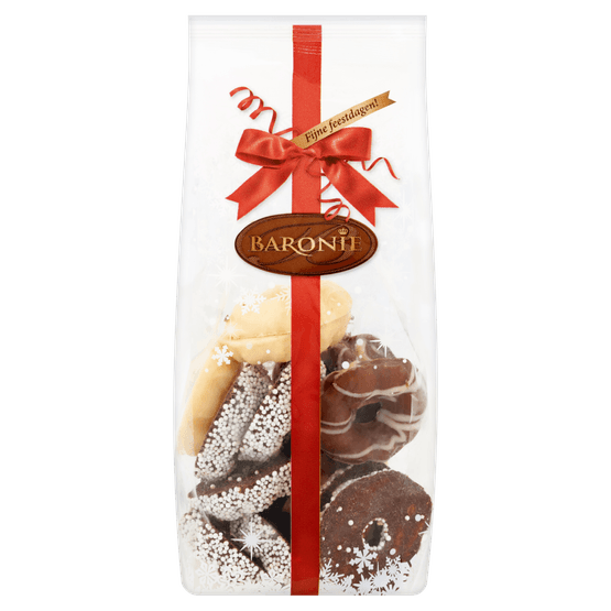 Foto van Baronie Kerst gevulde chocokransjes op witte achtergrond