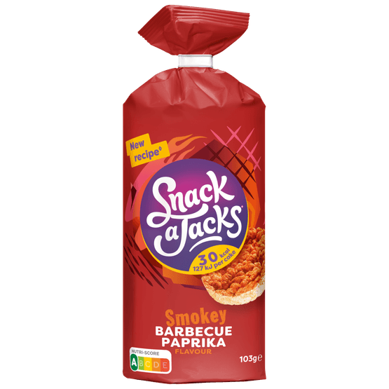 Foto van Snack a Jacks Rijstwafels bbq paprika op witte achtergrond