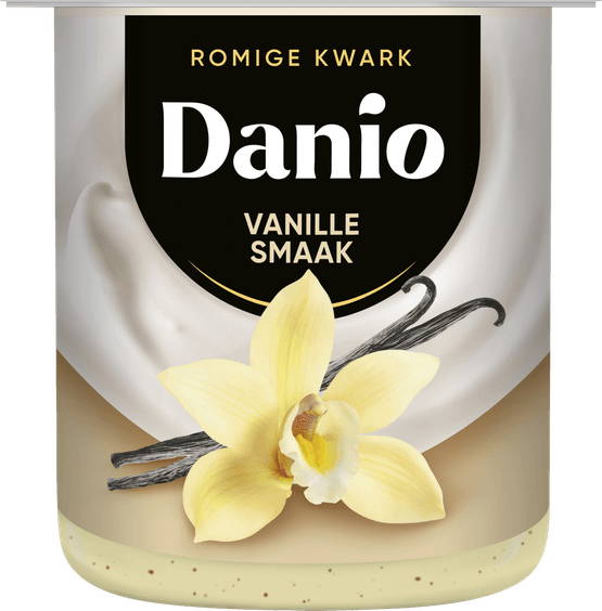 Foto van Danio Romige kwark vanille op witte achtergrond