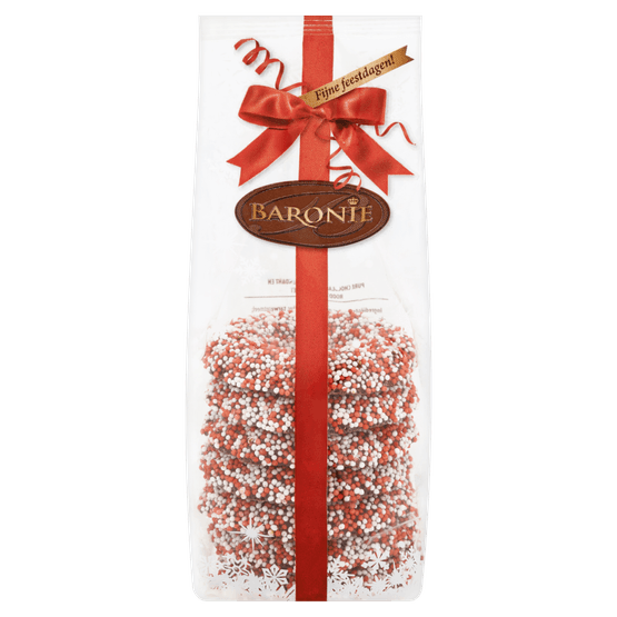 Foto van Baronie Kerst gevulde musketkransen rood op witte achtergrond