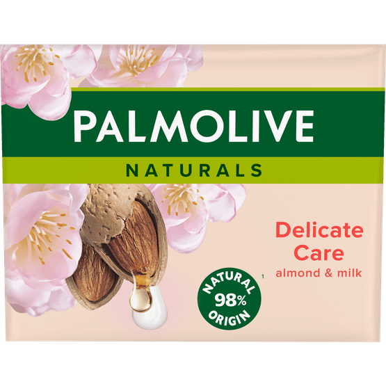 Foto van Palmolive Zeepblok naturals amandel 4 stuks op witte achtergrond