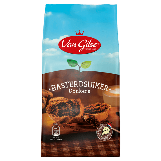 Foto van Van Gilse Basterd suiker donker op witte achtergrond