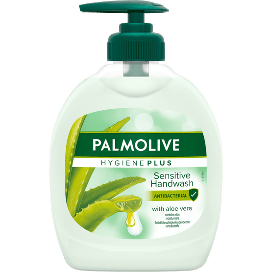 Foto van Palmolive Vloeibare zeep pomp hygiene plus sensitive op witte achtergrond