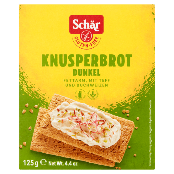 Foto van Schär Knackebrood donkerbruin glutenvrij op witte achtergrond