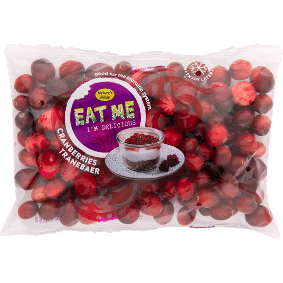 Foto van Eat Me Cranberries op witte achtergrond