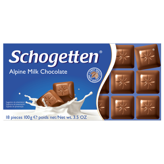 Foto van Schogetten Chocoladereep melk op witte achtergrond