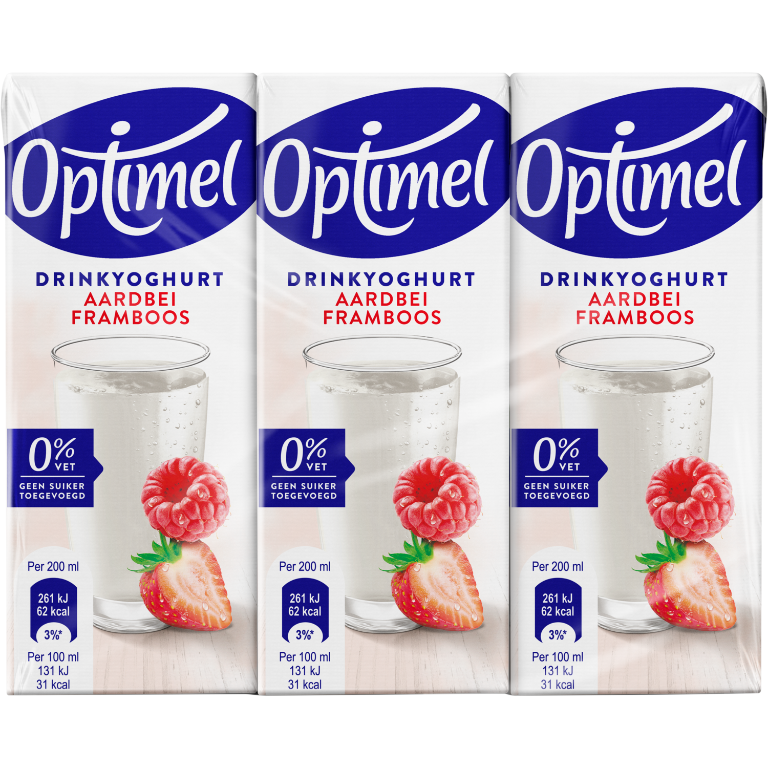 Optimel Drinkyoghurt aardbei framboos