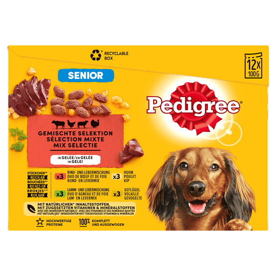 Foto van Pedigree Hondenvoer senior in gelei 12 stuks op witte achtergrond