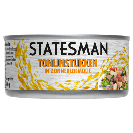 Foto van Statesman Tonijnstukken in zonnebloemolie op witte achtergrond