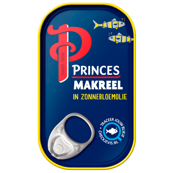 Foto van Princes Makreelfilet in zonnebloemolie op witte achtergrond
