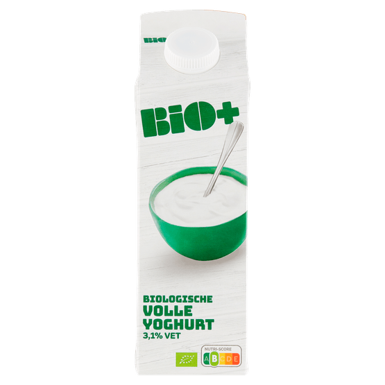 Foto van Bio+ Volle yoghurt op witte achtergrond